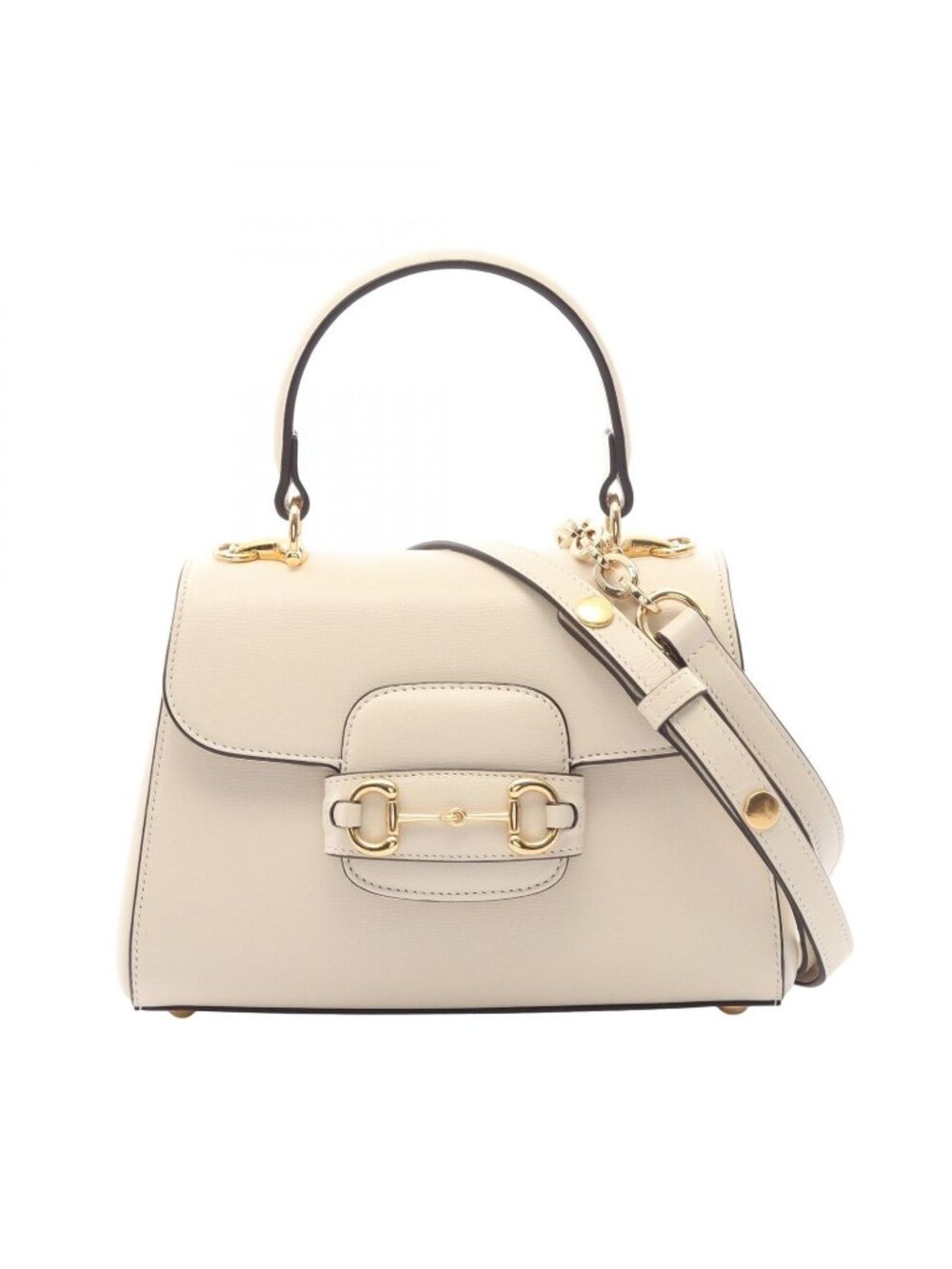 Gucci Handbag Horsebit Ivory Leather 1955 Small Top Handle Bag